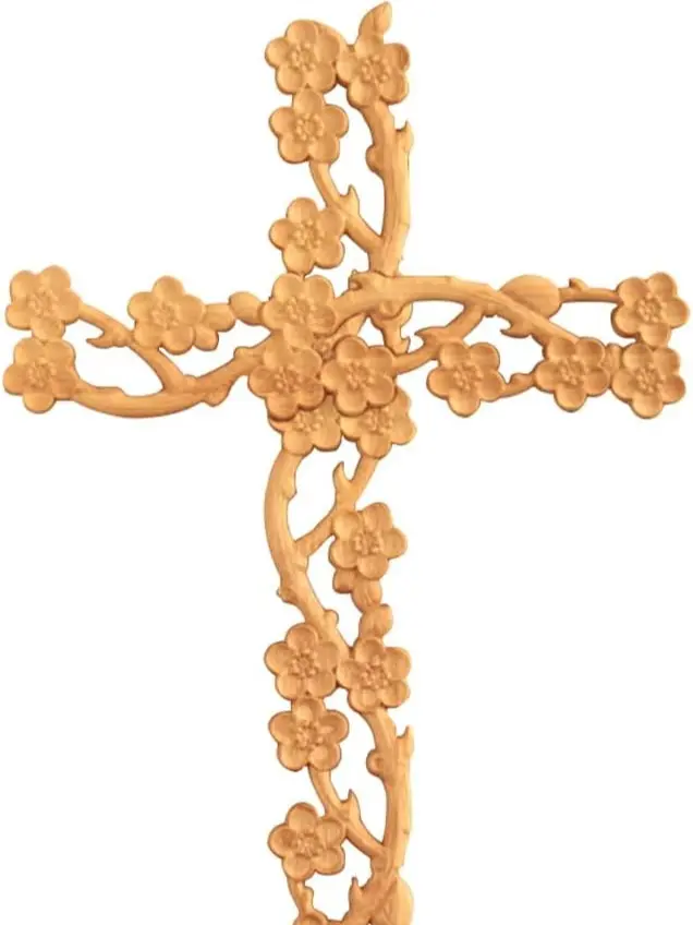 KHAMPA Wooden Wall Hanging Cross Handmade Antique Cross Hanging Decor Religious Cross Decorations for Wall Brown Wooden Cross Home Decor Hand Carved Wall Crosses for Living Room Nursery Wedding