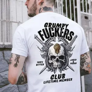 CRUMPY FUCKERS Skull Club White Print T-shirt unisex fashion, soft fabric, short sleeves, loose fit.