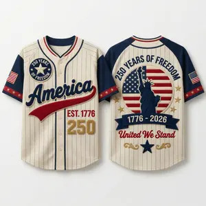 Freedom Heritage America 250th Anniversary Baseball Jersey – Patriotic Fan Apparel – Unisex Streetwear Graphic Tee T-Shirt – Statue of Liberty & American Flag Design