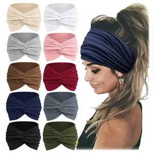 10 Pcs Women Headbands African Wide Hair Wrap Extra Turban Head Bands for Lady Large Sport Workout Stretch Non-slip Big Hair Bands Christmas Party Gifts Fashion Accessories