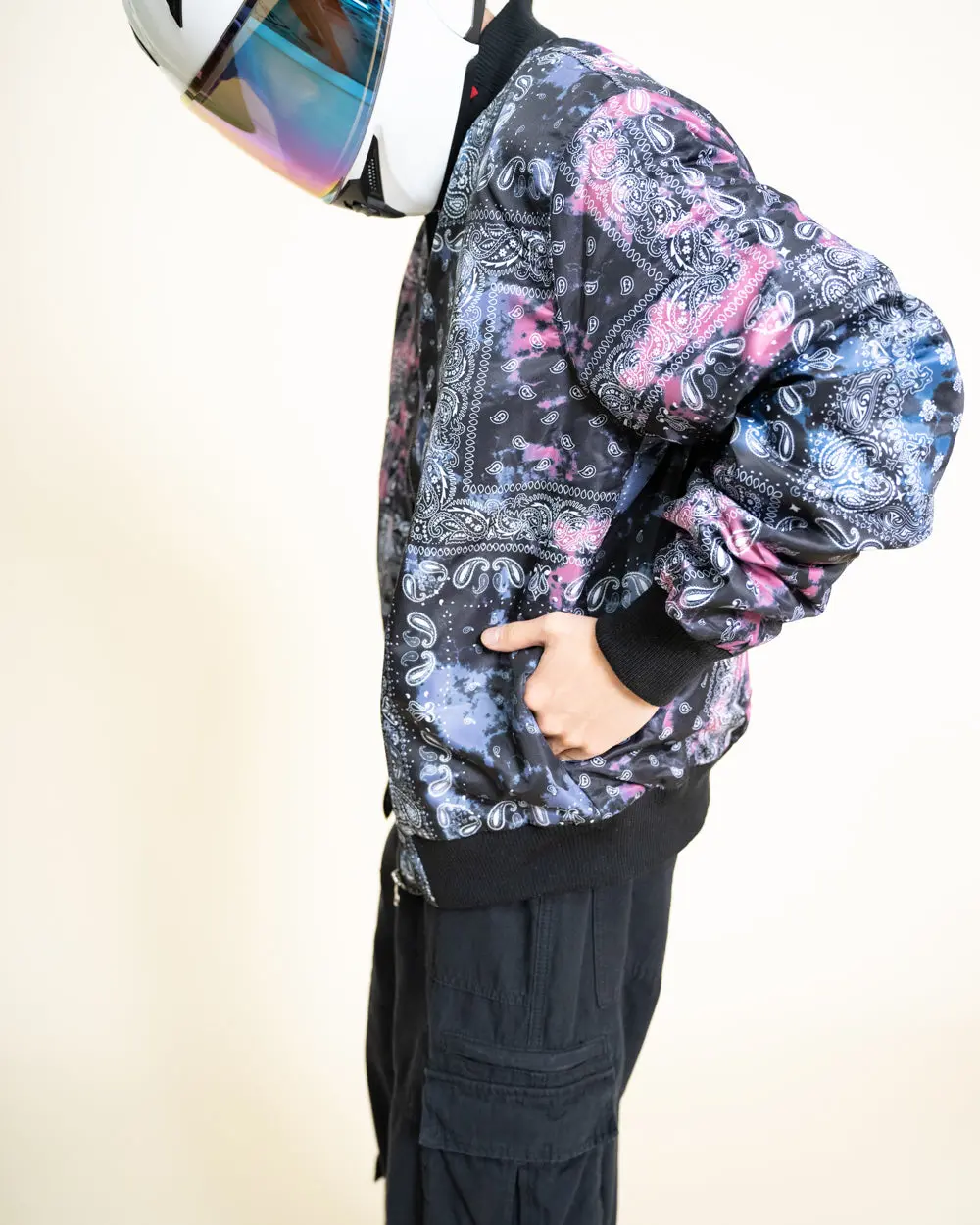 EPTM Tie Dye Bandana Bomber Jacket - Black EPTM Tie Dye Bandana Bomber Jacket - Black