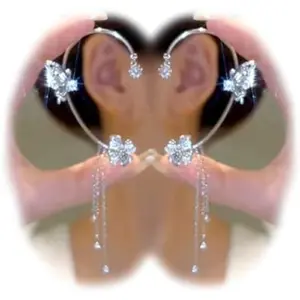 2 Butterfly Tel Zircon Earrings Butterfly Ear Cuffs No Piercing Butterfly Flower Climber Wrap Around Earrings Fairy Butterfly Ear Clip  Gifts