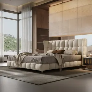 Modern Chenille Upholstered Bed Frame with Headboard