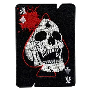 Ace of Spade Dead Card Skull hook Fastener Patch (MTB-4)