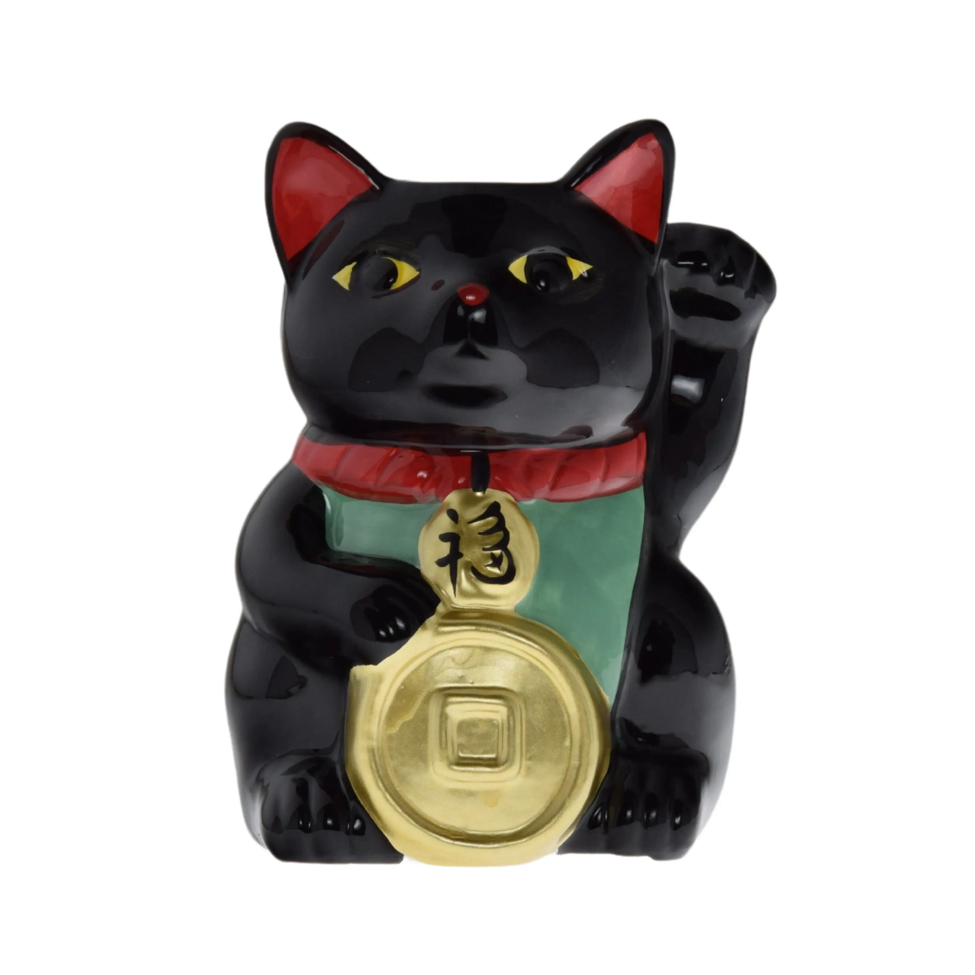 DW Home Lucky Cat Protection Scented Candle – Pink Pear, Cherry Blossom and White Santal in Decorative Black Ceramic Vessel