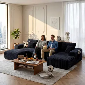 【Memorial Day Gift】【3 Packages】Oneroom Multi-Size L/U Shape Sectional Sofa, 3 Ergonomic Deep Seat Deep Sleep Cloud Boneless Modular Couch, Plush Corduroy Psofas living room,ure Sponge Compression No Assembly Comfy Sofa for Living Room Apartment   Rental,