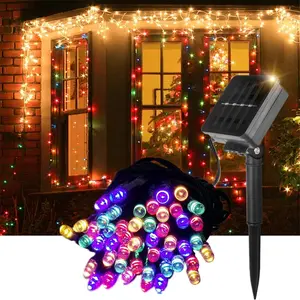 Solar Rope Lights, 66ft 200 LED Solar String Lights, 8 Modes Waterproof RGB Light Outdoor Lights for Garden Patio Pool Tree Decoration Warm
