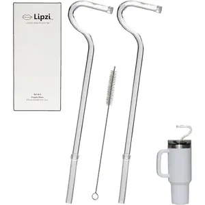 Anti-Wrinkle Drinking Straws for 40oz Tumbler, Clear Reusable Straws with Cleaning Brush, Eco-Friendly, 2 Pack