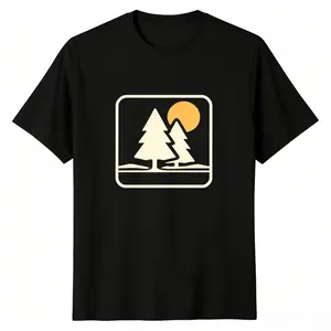 Minimalist Forest Pine Trees Sunset Graphic T-Shirt T-Shirt