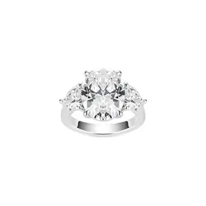 VAMERAY #41002 9 Carat Oval Cut Three-Stone Prong-Set Ring