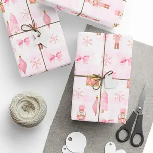Pink Nutcracker Christmas Wrapping Paper — Aesthetic Ballet, Bows & Ornaments | Pinkmas Holiday Gift Wrap