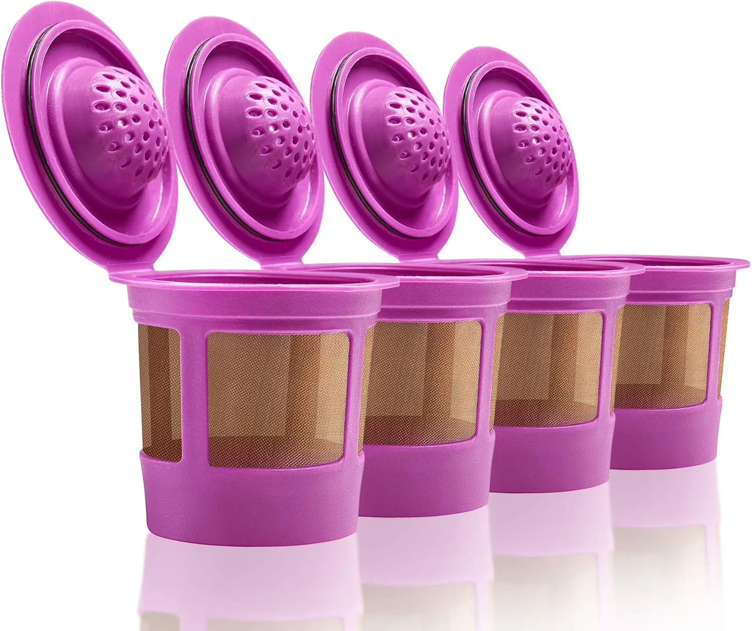 4  K Cups for  Coffee Makers -  Universal Fit Purple Refillable Kcups Coffee Filters for 1.0 and 2.0  Brewers