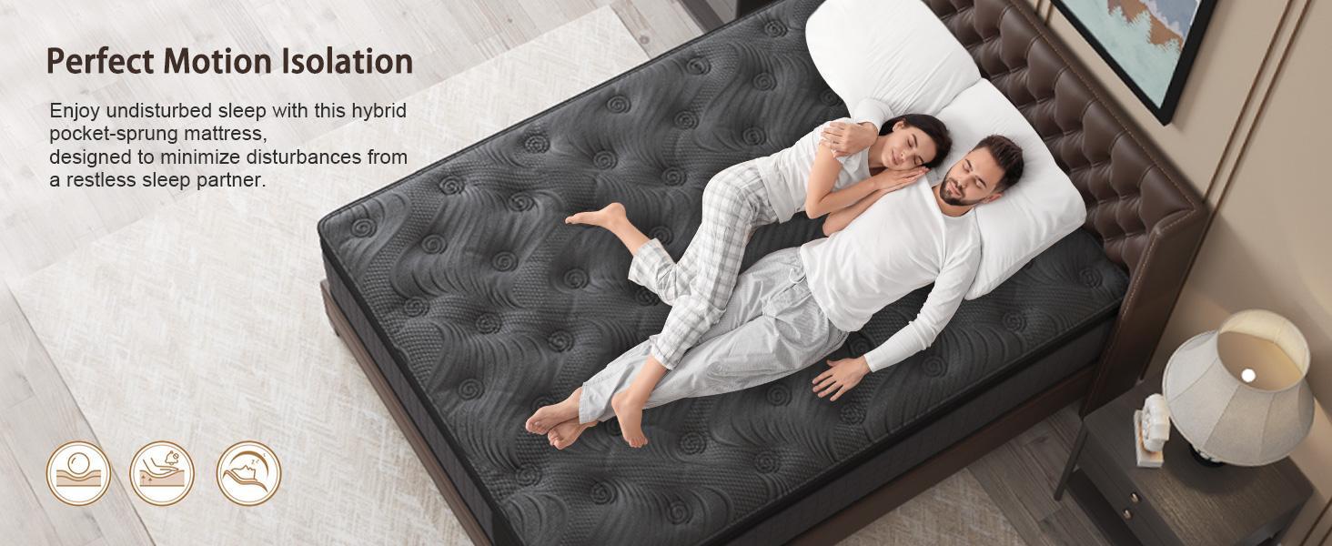 10"12"14" Twin Full Queen King Size Mattress in a Box Hybrid Spring Memory Foam, Medium Firm Ergonomic Mattress