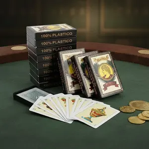 40 Sheets Spanish Playing Cards Plastico Baraja Española with Half Deck and Box for Puerto Rico and Mexican Card Games Waterproof Golden Fish Playing Cards