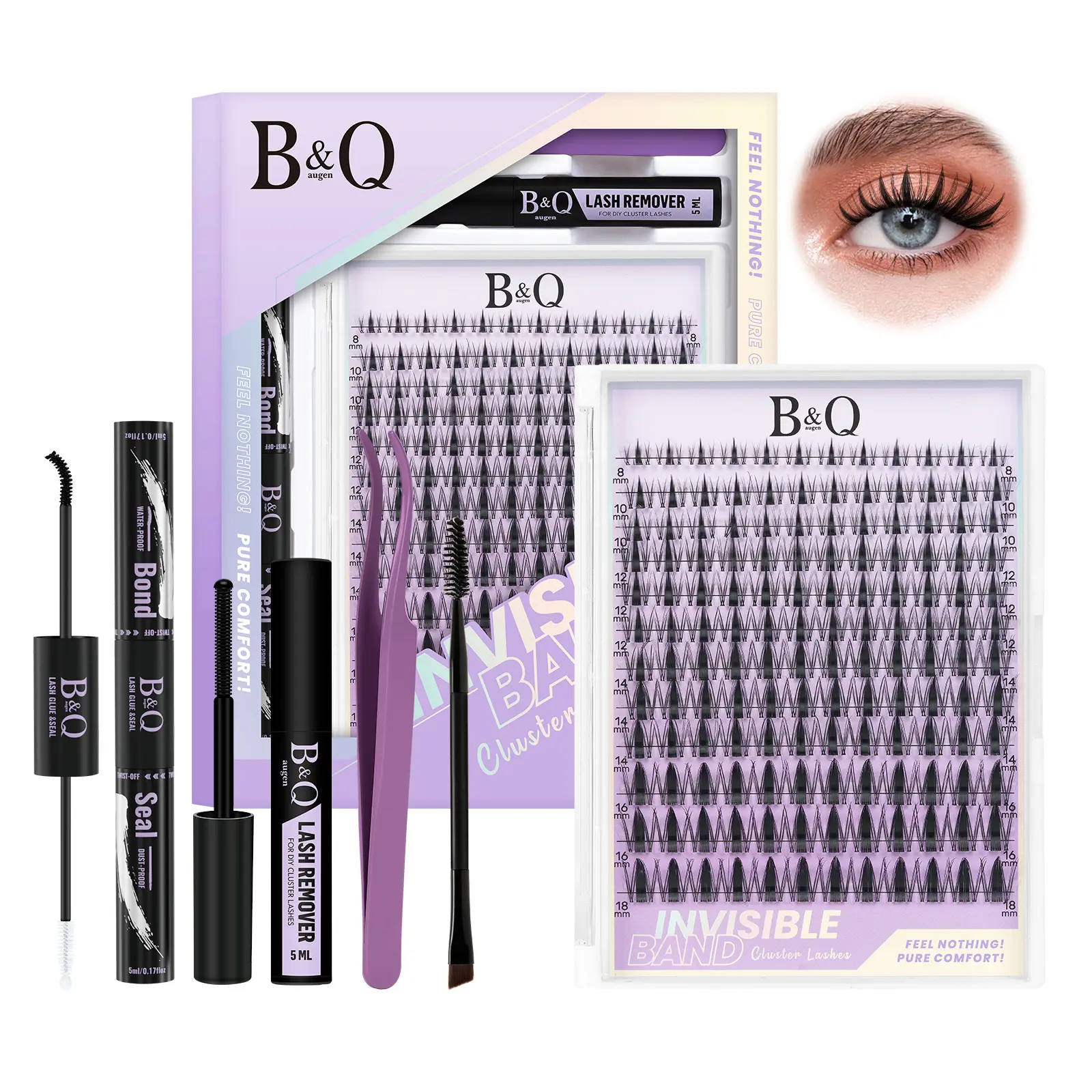 【Exclusive】Fairy Lash Kit l B&Q Invisible Band Wispy Manga Individual Clusters,C Curl for DIY Eyelashes Extension,Waterproof Sleep Proof,Long Lasting Fake Lash Cosmetic Makeup Spiky Anime Lash Outdoorfun Vacation Lash Dolly #dealsforyoudays