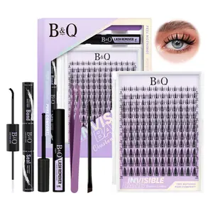 【Exclusive】Fairy Lash Kit l B&Q Invisible Band Wispy Manga Individual Clusters,C Curl for DIY Eyelashes Extension,Waterproof Sleep Proof,Long Lasting Fake Lash Cosmetic Makeup Spiky Anime Lash Outdoorfun Vacation Lash Dolly #dealsforyoudays