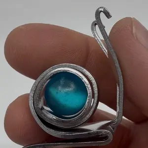 Blue Snail Handmade Metal Art with Marble Unique Stainless Steel Fork Glass Shell Desk Decor Gift One of a Kind