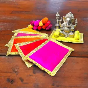 Divine Velvet Asan Takiya Set | Soft Cushion for Laddu Gopal, Krishna, Ganesha Idols | Diwali, Navratri Pooja Decor Gift | Comfort & Elegance