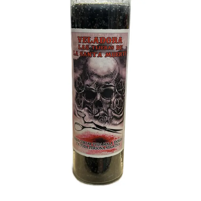 Santa Muerte Scissors Fixed Candle Ready For Use Veladora Las Tijeras De La Santa Muerte for Protection and Energy