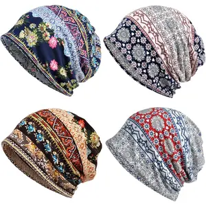 4Pcs Cotton Slouchy Beanie Hip-Hop Soft Lightweight Running Beanie Adult Skull Hats Cap for Men Women Automotive & Motorcycle
