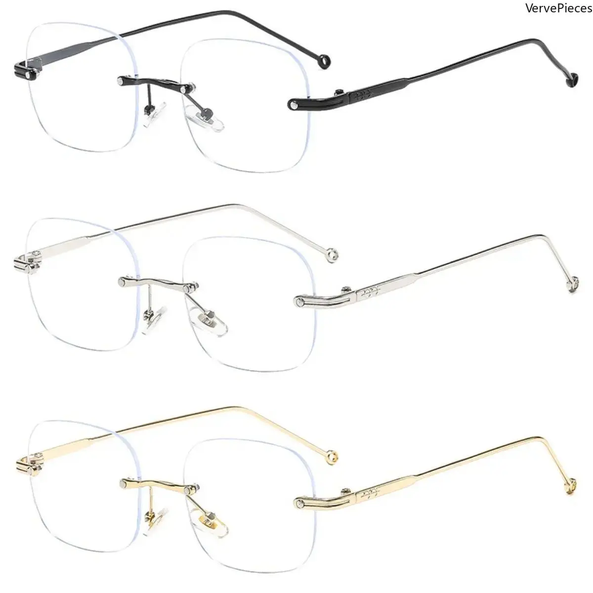 Ultra-Light Frameless Non-Prescription Glasses - Transparent, Clear-Tint, Crystal-Clear Flat Lenses, Minimalist Design for Digital Screen Use, Transparent Non-Prescription Glasses, Clear-Tint Non-Prescription Glasses
