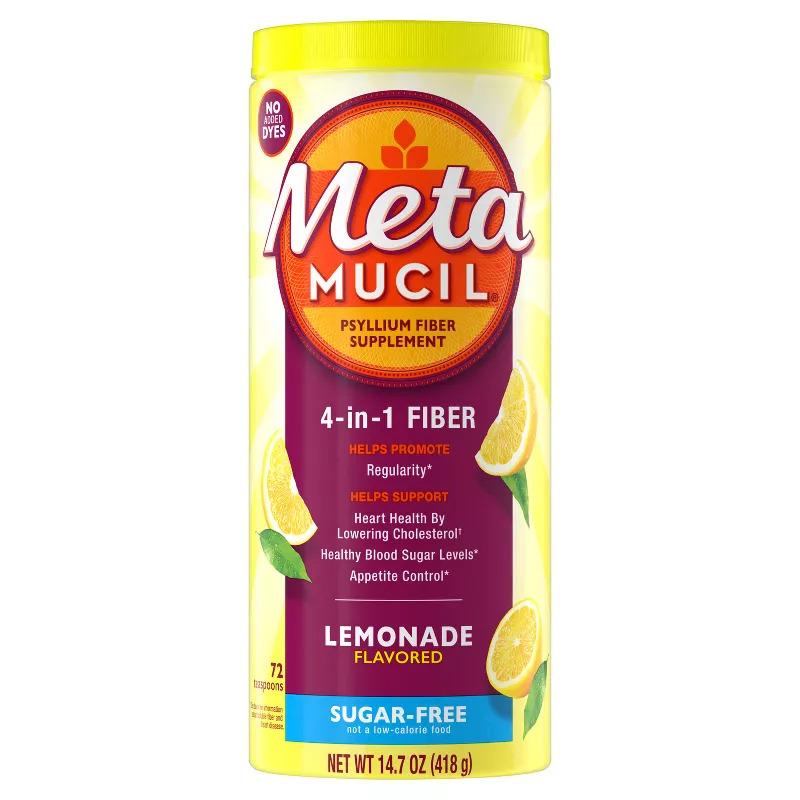 Metamucil Sugar-Free Multi-Symptom Relief GLP-1 Friendly Fiber Powder - Lemonade - 2.4g Fiber Per Serving - 14.7oz/72 Dose