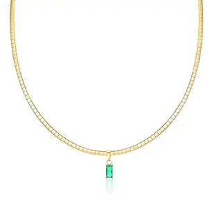 Aprilery Elegant Green Pendant Jewelry Necklace – Jade-Tone Drop on Sleek Chain, Timeless Accent for Women