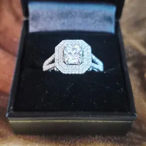 .925 Sterling Silver Lab Grown Diamonds Size 9 Engagement Ring