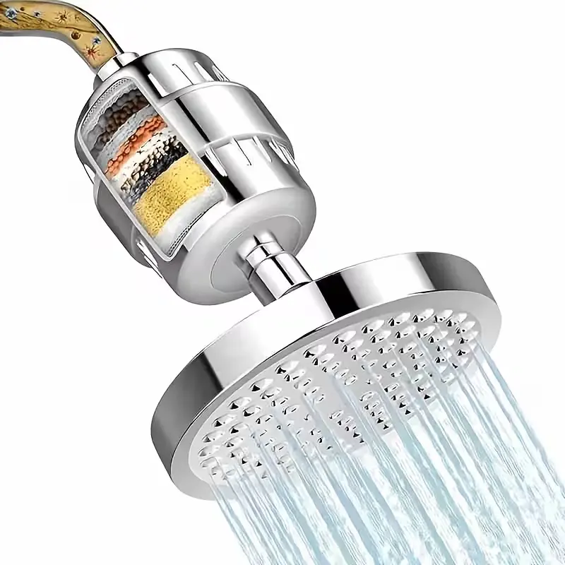 Filtered Rainfall Shower Head, Chlorine & Impurity Removing Hard Water Shower Filter, Spa Soft Gentle Spray Design, Skin & Hair Friendly Bathroom Accessory Safe For Whole Family Daily Shower Use