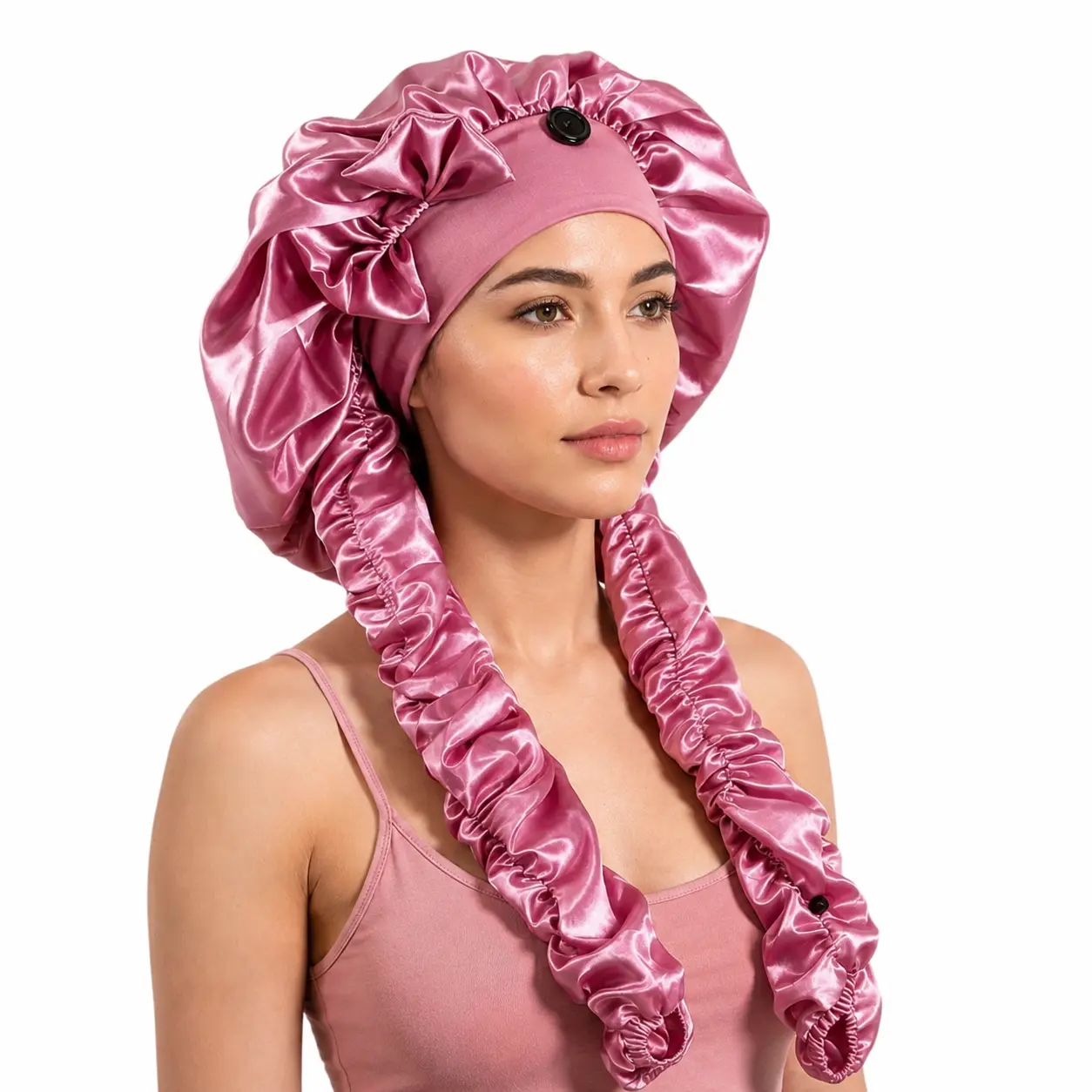 Soft Stretchy 2‑in‑1 Hair Wrap Cap, Silky Fabric Head Cover, Great for Overnight Hair Care and Outdoor Sun‑Shielding Use