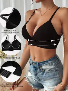 2-Pack Solid Color Sports-Inspired Underwire Bra - Lift, Anti-Sagging & Seamless Support. Features high-elastic soft material, underwire with back clasp, and seamless construction for a comfortable, seamless wear. Perfect for yoga and light exercise.