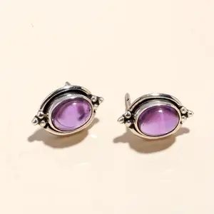 925 Sterling Silver Amethyst Stud Earrings