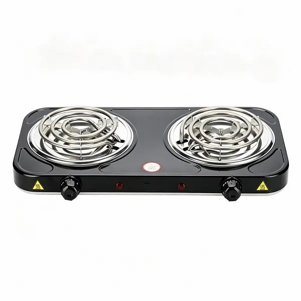 Portable Double Coil Electric Countertop Cooking Burner - 2-Zone Adjustable Temperature Control Cooker for Dorm, RV, Outdoor Cooking