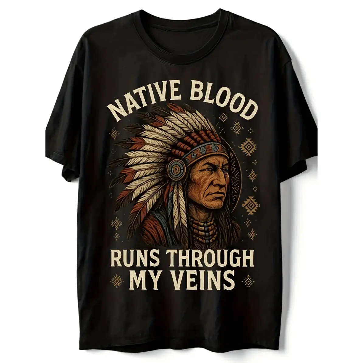 Aboriginal Blood Flowing T-Shirt- Native American Cultural Heritage Shirt 180g Heavy Retro Cultural Shirt Unisex Triba All-Season Cotton T-Shirt