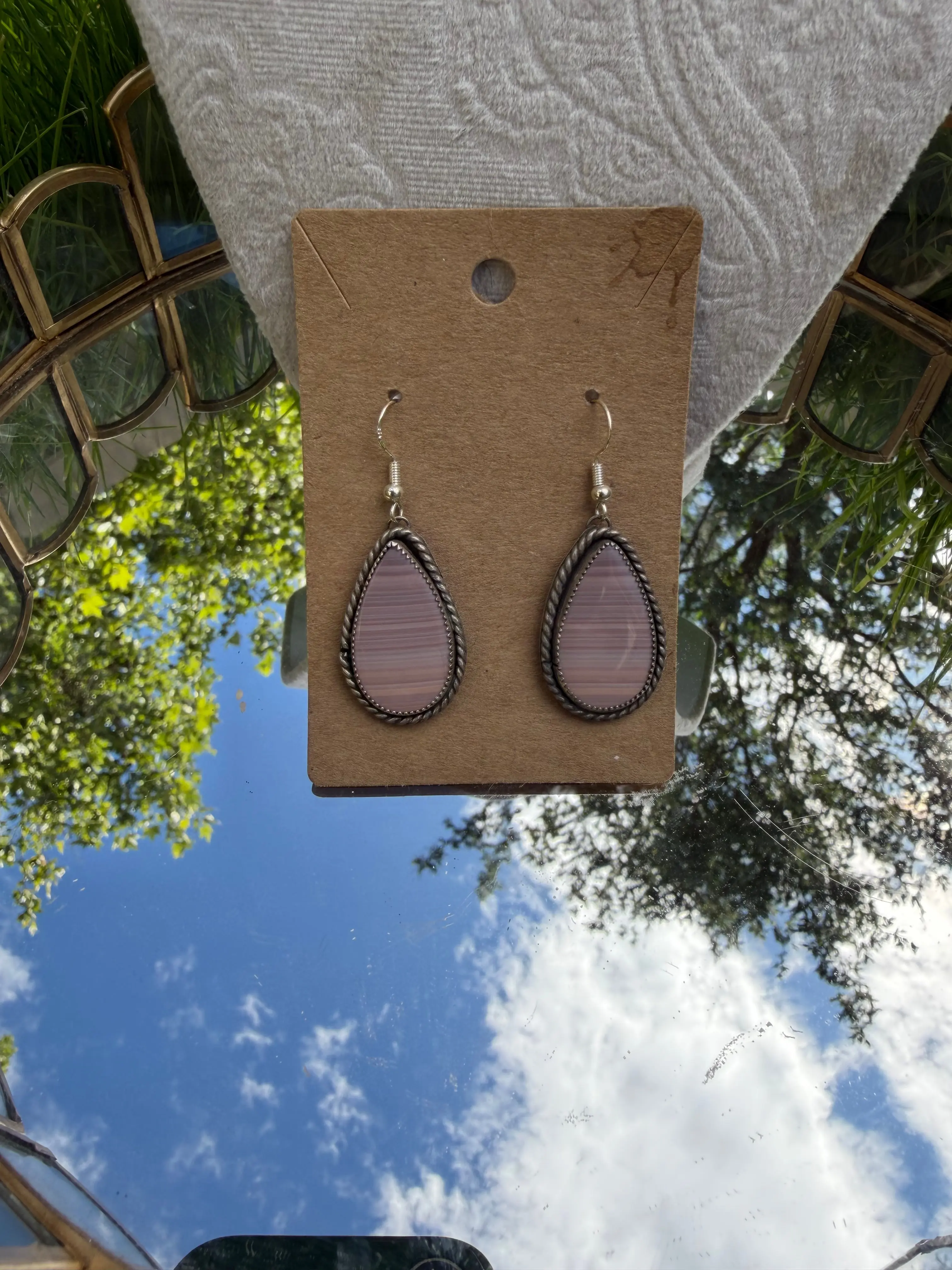 pink lace dangle earrings