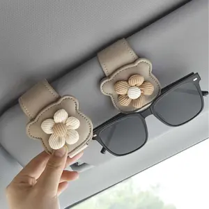 Car Sunglasses Clip Creative Sun Visor Sunglasses Case Multifunctional Sunglasses Storage Card Holder In-Car Glasses Organizer Canvas Material