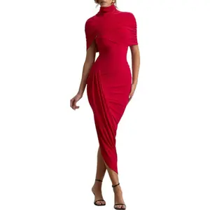 Fashion Hot-Selling Sexy Slim Pleated Backless Dress