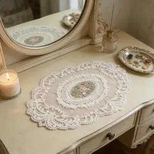 1pc/2pcs Beautiful Handmade Crochet Round Tablecloth, Retro Home Decoration