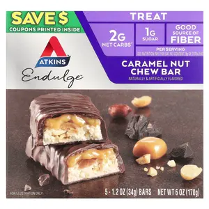 Atkins Endulge™, Caramel Nut Chew Bar, 5 Bars, 1.2 oz (34 g) Each