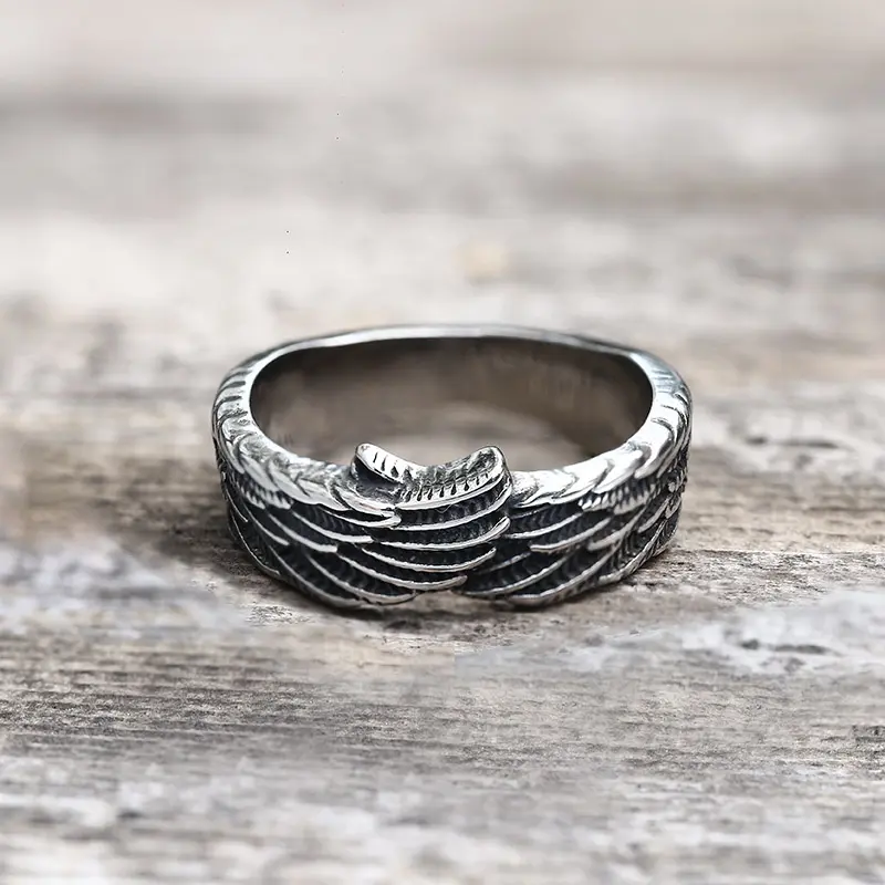GTHIC Stainless Steel Hugging Angel Wings Ring for Mother's Day Birthday Gifts