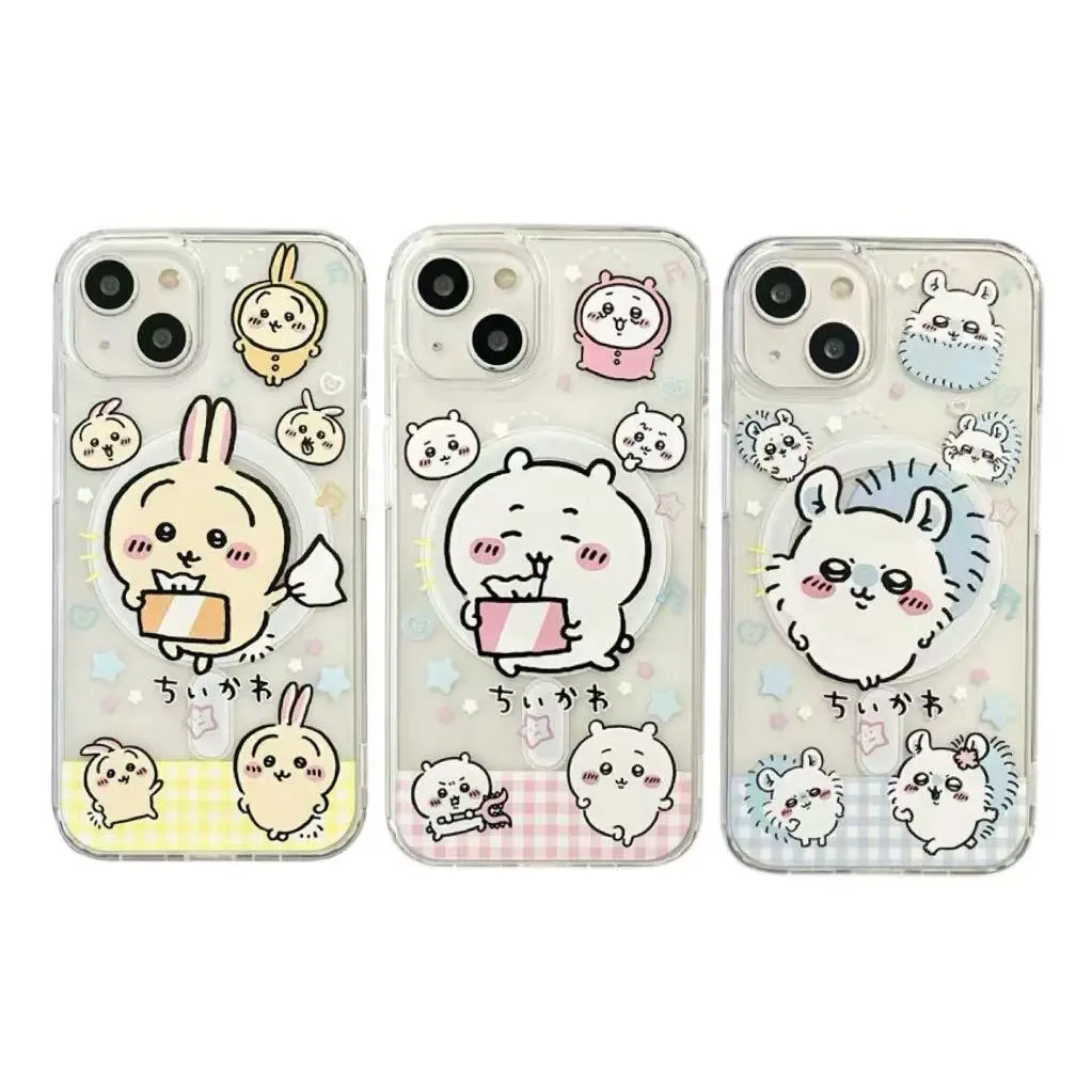 Cute Chiikawa Hachiware Usagi Momonga Unique Artistic Transparent Magnetic Kawaii Phone Cases for IPhone 17 Cute Chiikawa Hachiware Usagi Momonga Unique Artistic Transparent Magnetic Kawaii Phone Cases for IPhone 17