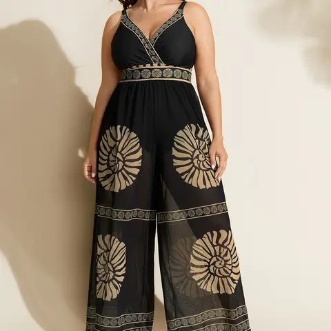 BloomChic Geometric Print Two-Piece Swimsuit Set 【M-6XL】