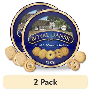 Royal Dansk Danish Butter Cookies, Premium Assorted Cookies in Gift Tin, Great for Sharing and Gifting, 12 oz (Pack of 2)