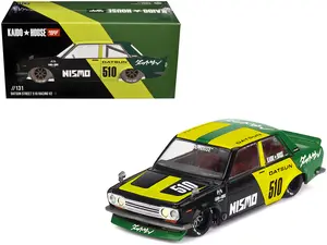 Datsun Street 510 "Racing V2" Black and Green with Yellow Accents "Kaido House" Special 1/64 Diecast Model Car by Mini GT