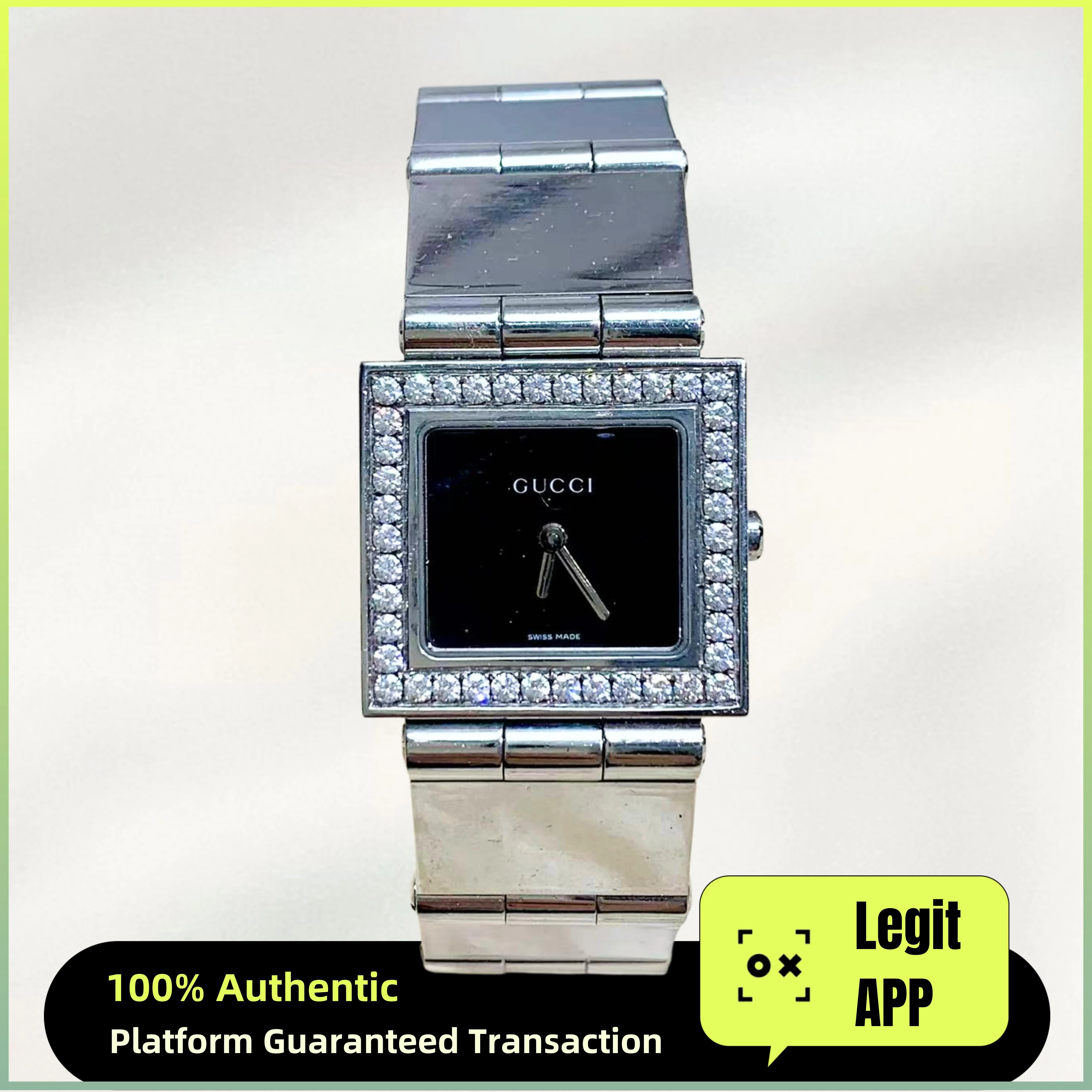 Gucci Vintage 25mm Quartz - Black Dial & Stainless Steel Bracelet Ladies Watch 11892040
