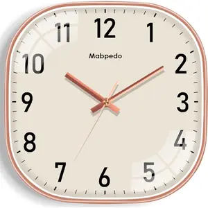 Small Wall Clock, 8 Inch Silent Non Ticking Battery Operated Clock, Square Analog Decorative Wall Clocks for Bedroom Living Room Office Home Gym Porch Decor Indoor Outdoor Clocks, Rose Gold