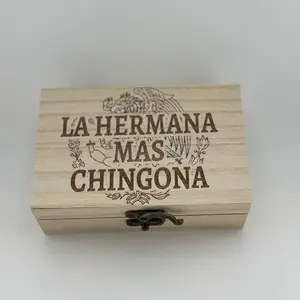 La Hermana Mas Chingona Shot Glass Set with Custom Engraving - Decorative Wooden Box, Durable Glass Material, Personalization Option Available Drinkware Stylish Bottle lady mug coffee gift fathers day Vintage Embossed Goblets Tumblers Glassware Cup