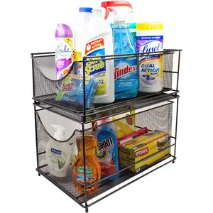 2-Tier Sliding Mesh Basket Drawers for Home Organization Organiser Steel Lightweight