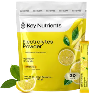 KEY NUTRIENTS Electrolytes Powder Packets - Multivitamin Lemonade 20 Pack Hydration Packets - Travel Hydration Powder - Improved Refreshing Taste - Made in USA - No Sugar, No Calories, Gluten Free