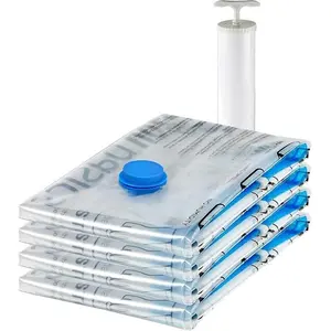 Vacuum Compression Storage Bags W/ Hand Pump - 48 x 32-inch X-Jumbo Size - Saves Up to 80% Space - Durable PA+PE Material - Ideal for Clothing & Bedding
